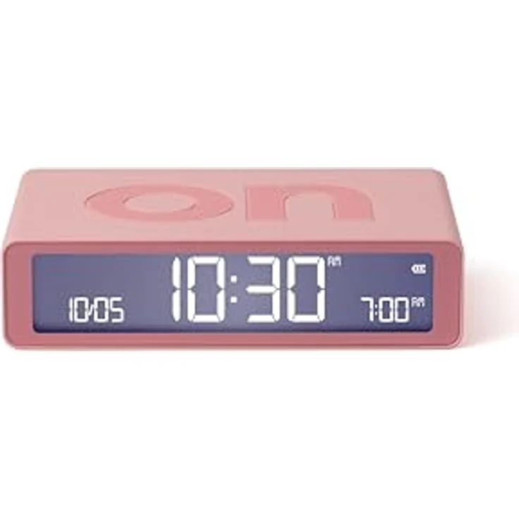 Lexon Flip Classic, Digitaler Wecker mit umkehrbarem EIN/Aus-Design, wiederaufladbare Nachttischuhr mit LCD-Display und Berührungssensor für Schlummerfunktion - Rosa – Bild 1