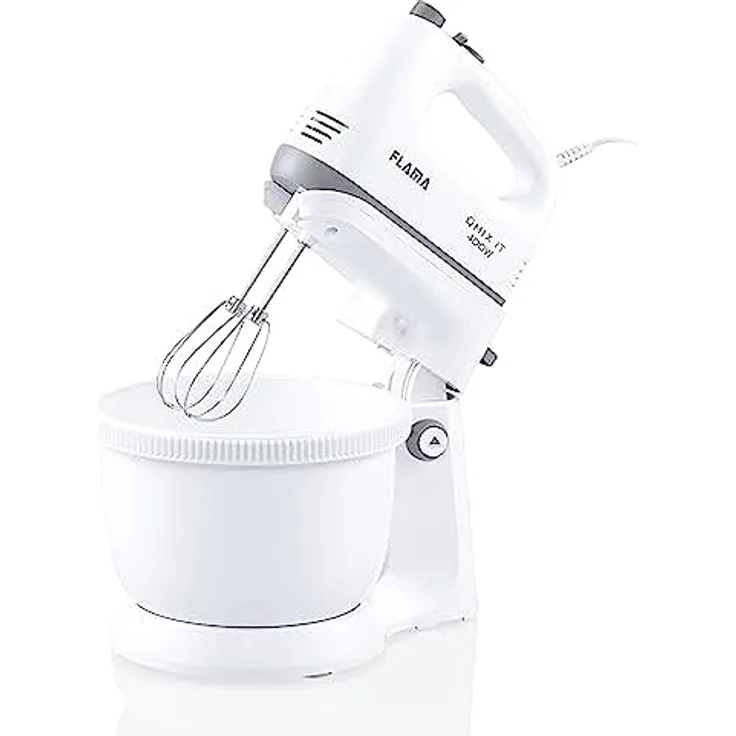 Flama 1417FL, Handmixer mit 400 W Leistung, 5 Geschwindigkeitsstufen und spülmaschinenfesten Teilen, Weiss