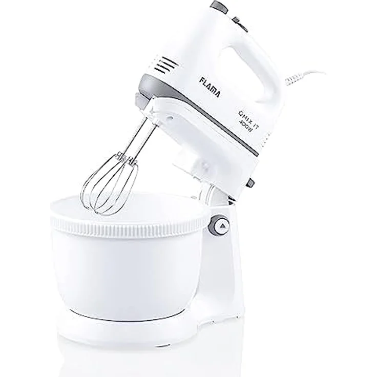 Flama 1417FL, Handmixer mit 400 W Leistung, 5 Geschwindigkeitsstufen und spülmaschinenfesten Teilen, Weiss – Bild 1