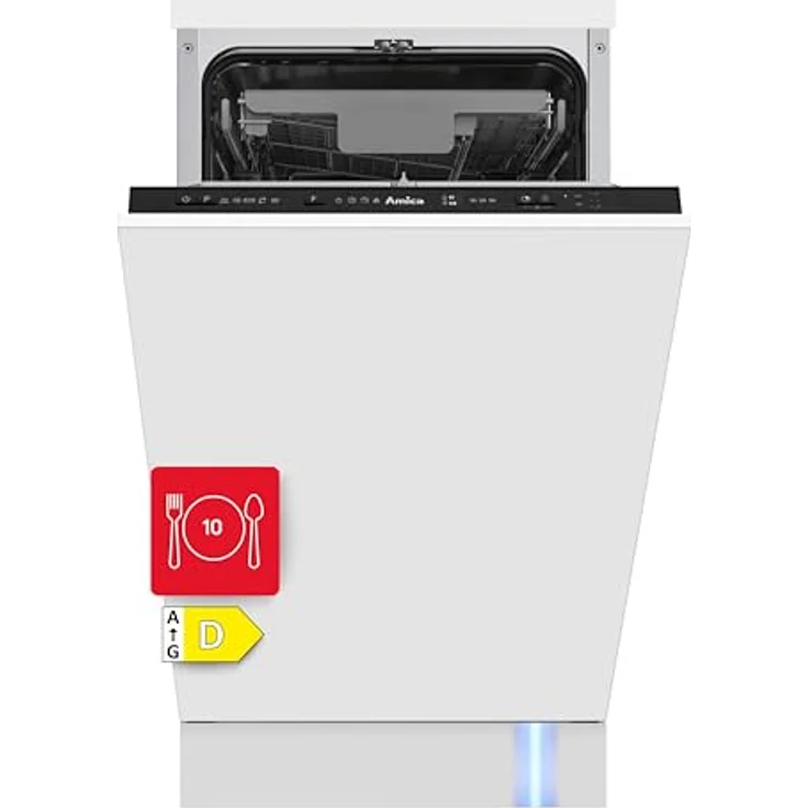 Amica EGSPV 584 900, Vollintegrierter Geschirrspüler 45 cm, 10 Maßgedecke, 8 l, 42 dB (A), Flex Besteckschublade, Aquastopp, 5 Programme – Bild 2