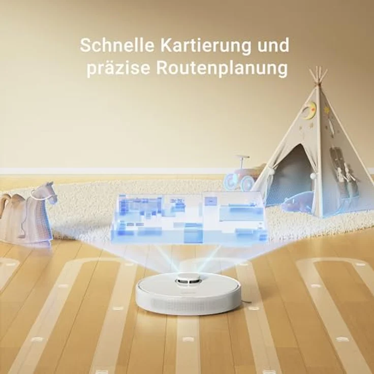 dreame D9 Max Gen2 Staubsaugerroboter, 6000Pa Saugroboter mit Wischfunktion, Bewegliche Bürste, Karten für mehrere Böden, Ideal für Teppiche, Hartböden und Tierhaare, Weiß – Bild 4
