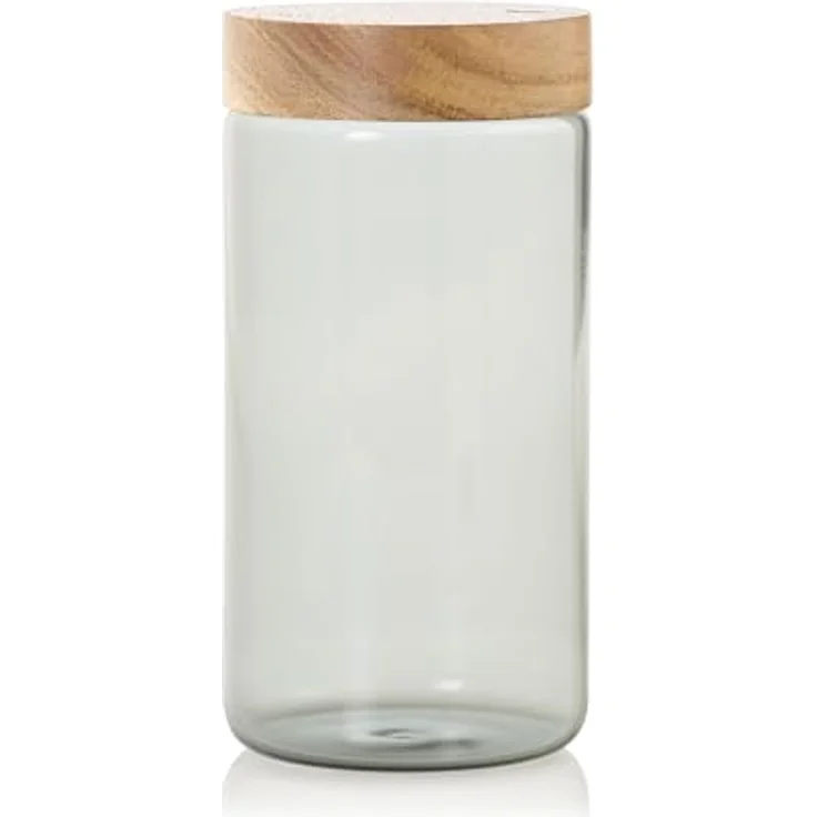 PureJar Vorratsglas 1200 ml – Handgefertigtes Borosilikatglas mit Akazienholzdec... – Bild 3