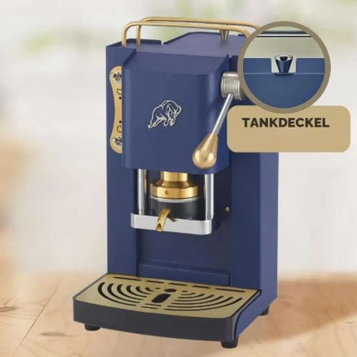 Faber Pro Essential Messing ESE Pad Espressomaschine, navy blue mit Wassertank aus Glas und magnetisch abnehmbarer Brühgruppe – Bild 9