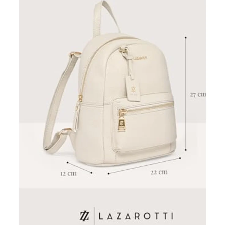 Lazarotti Bologna Leather City Rucksack, 100% Leder, 27 cm, beige – Bild 3