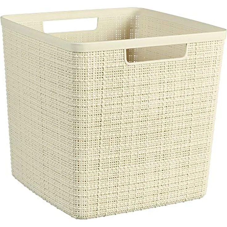 Keter Curver Korb Jute, quadratisch, 100 % recycelter Kunststoff, Weiß, 17 l