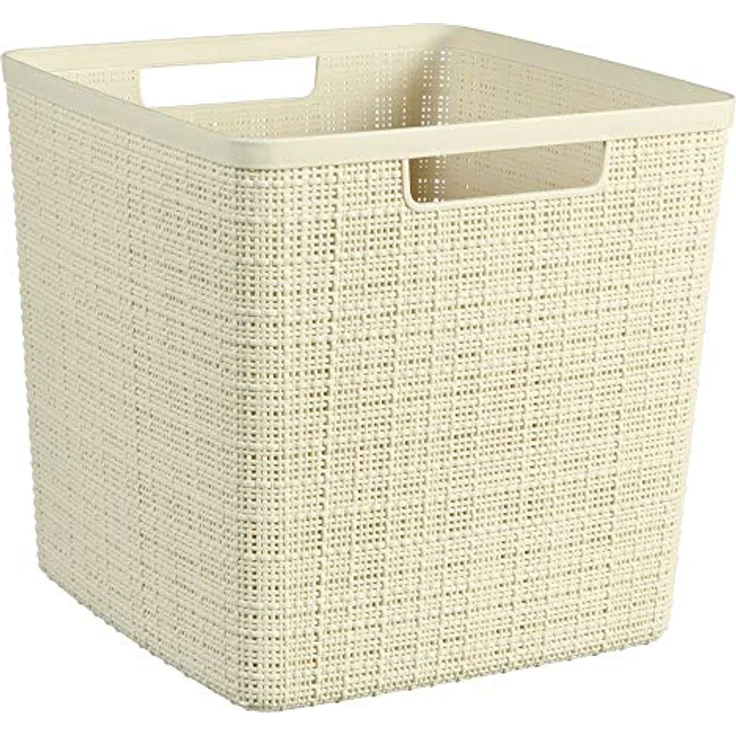 Keter Curver Korb Jute, quadratisch, 100 % recycelter Kunststoff, Weiß, 17 l – Bild 1