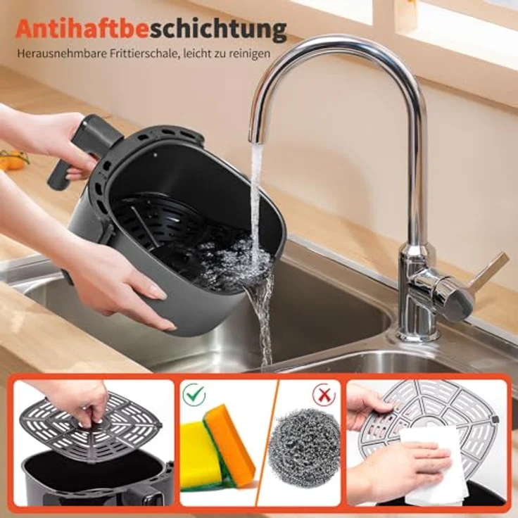 Aigostar Hayden Alpha 4L Heißluftfritteuse mit 1500 W, 30-Minuten-Timer, einstellbarer Temperatur, Überhitzungsschutz, Schwarz – Bild 7