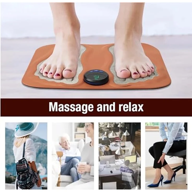 Lalano`S Cosmetics Fußmassagegerät 3D Fußmassagematte, EMS, für Durchblutung, Muskelschmerzlinderung, Venentrainer, Massage durch niederfrequente Impulse – Bild 8
