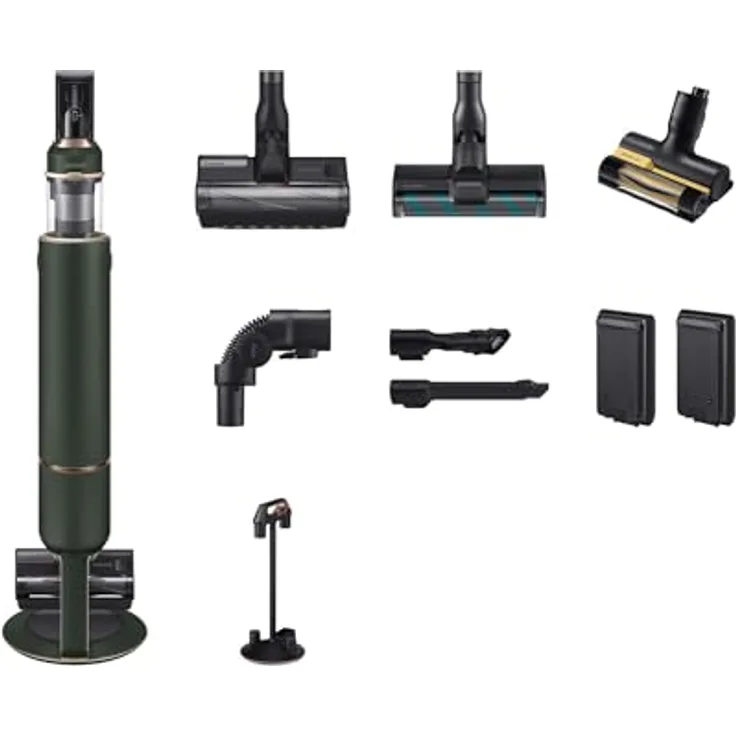 Samsung Bespoke Jet Plus Akku+ CompleteClean Akku-Staubsauger, Teleskopierbar, All-in-one Clean Station, Inkl. Ersatz-Akku und Zubehör, Woody Green, VS20B95B43N/WD
