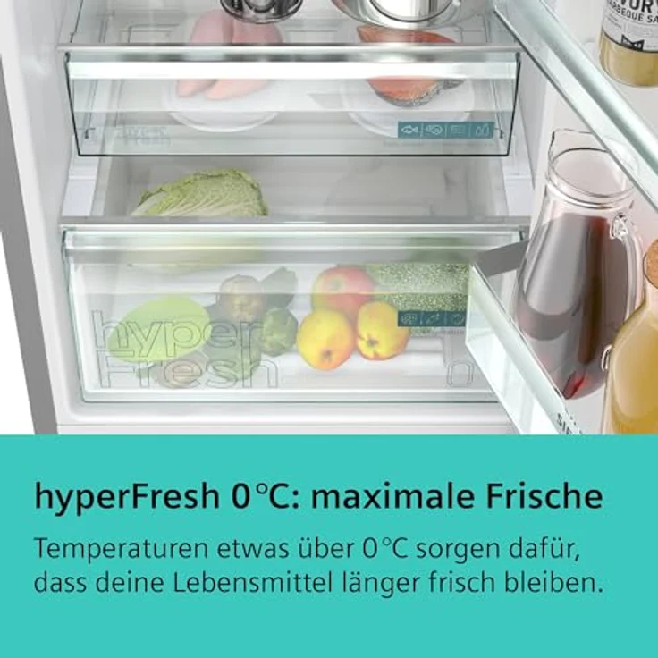 Siemens KG39N4X1F, Kühl-Gefrierkombination mit Gefrierbereich unten, 203 x 60 cm, gebürsteter schwarzer Stahl, AntiFingerprint, Total noFrost – Bild 13