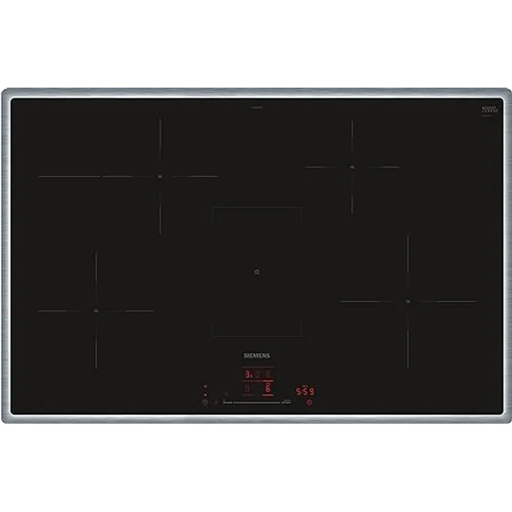 Siemens EH845HFB1E iQ300, Smartes Induktionskochfeld, 80 cm, Schwarz, Mit Rahmen aufliegend, TouchSlider, Dunstabzugsautomatik – das perfekte Zusammenspiel von Kochfeld und Dunstabzugshaube