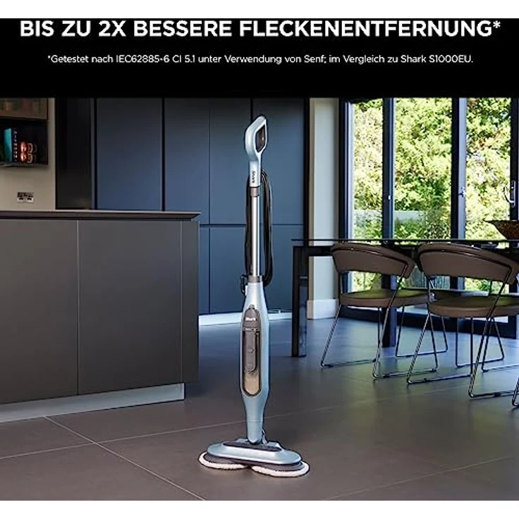 Shark S6002EU Dampfreiniger, 1120 Watt, 2 rotierende Power-Reinigungspads, hellblau – Bild 2