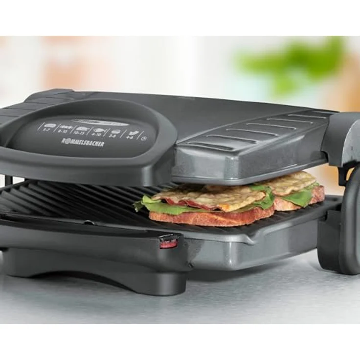 ROMMELSBACHER Multi Grill KG 1800 flexible Höhenverstellung, komplett aufklappbar, stufenlos regelbar, herausnehmbare, antihaftbeschichtete Grillplatten je 33 x 24 cm, Fettablauf, 1800 Watt – Bild 4