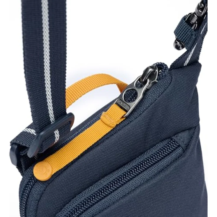 Pacsafe GO Tech, Anti-Diebstahl Handtasche aus reiß- und schnittfestem Material, Blau mit RFID-Schutz – Bild 9