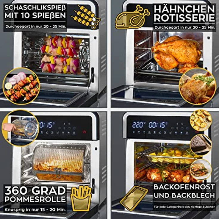 HEINRICHS Heißluftfritteuse Air Fryer mit digitalen LED-Display LCD Touch Display, 11 Pragrammen 1800W Heißluft Fritteuse Ohne ÖL Fritteuse Luftfritteuse Timerfunktion Heinrich´s (14L XXXXXL) - Preisvergleich – Bild 5
