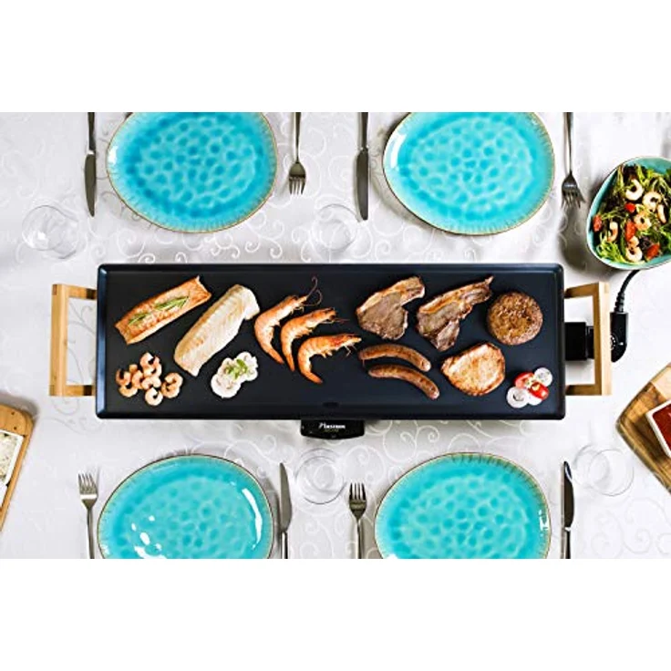 Bestron Teppanyaki Grillplatte XL im Asia Design, Mit Bambus-Griffen, Asia Lounge, 1.800 W, Schwarz – Bild 6