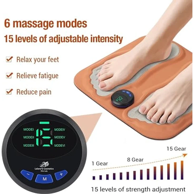 Lalano`S Cosmetics Fußmassagegerät 3D Fußmassagematte, EMS, für Durchblutung, Muskelschmerzlinderung, Venentrainer, Massage durch niederfrequente Impulse – Bild 3