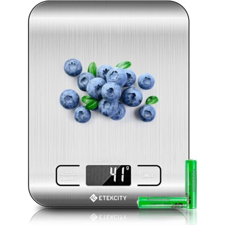 Etekcity Digitale Küchenwaage aus Edelstahl, präzise Messungen für Kaffee, Backen und Brot mit LCD-Display und Tara-Funktion – Bild 1