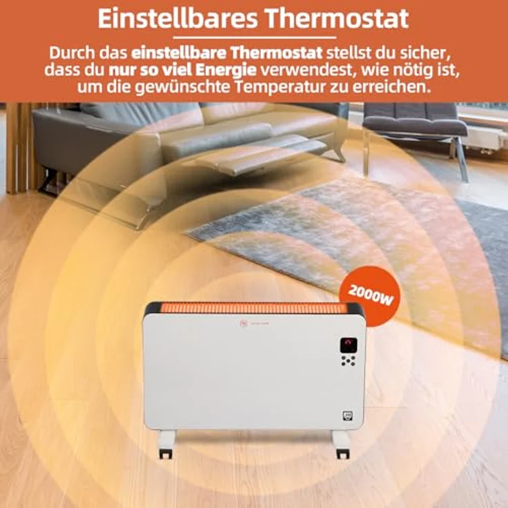 SHX Premium-Konvektorheizung 2000W mit LED Anzeige - Überhitzungsschutz/Temperaturbereich: 5-50°C/Fernbedienung - Timer-Funktion/Leiser Betrieb – Bild 3