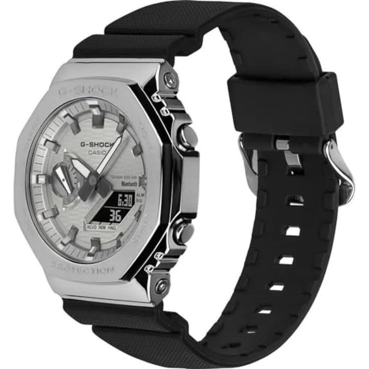 Casio G-Shock GBM-2100A-8BER, Herrenuhr Solar Bluetooth, analog-digital, weiß, Edelstahlgehäuse, Kunststoffarmband – Bild 3