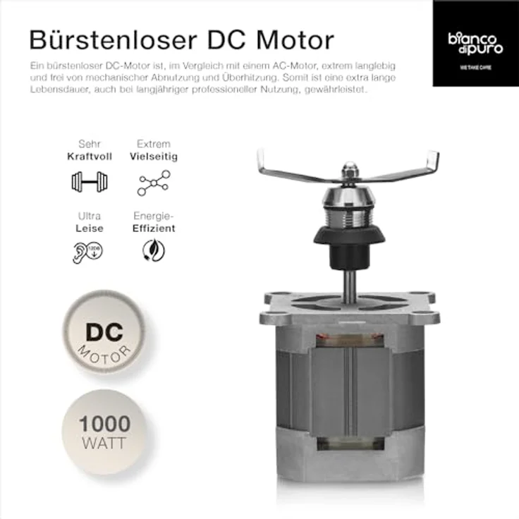 Bianco di Puro Power Blender Tune Pro weiß (Matt Silber) mit bürstenlosem DC-Motor – Bild 5