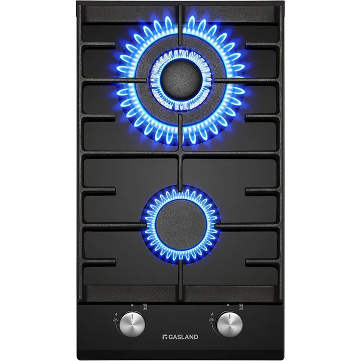 GASLAND Gas-Kochfeld GH2302BG1FC, 2-flammiges Gaskochfeld mit Wok-Brenner, 30 cm, 5200 W, LPG/Erdgas, Glasoberfläche, Zündautomatik