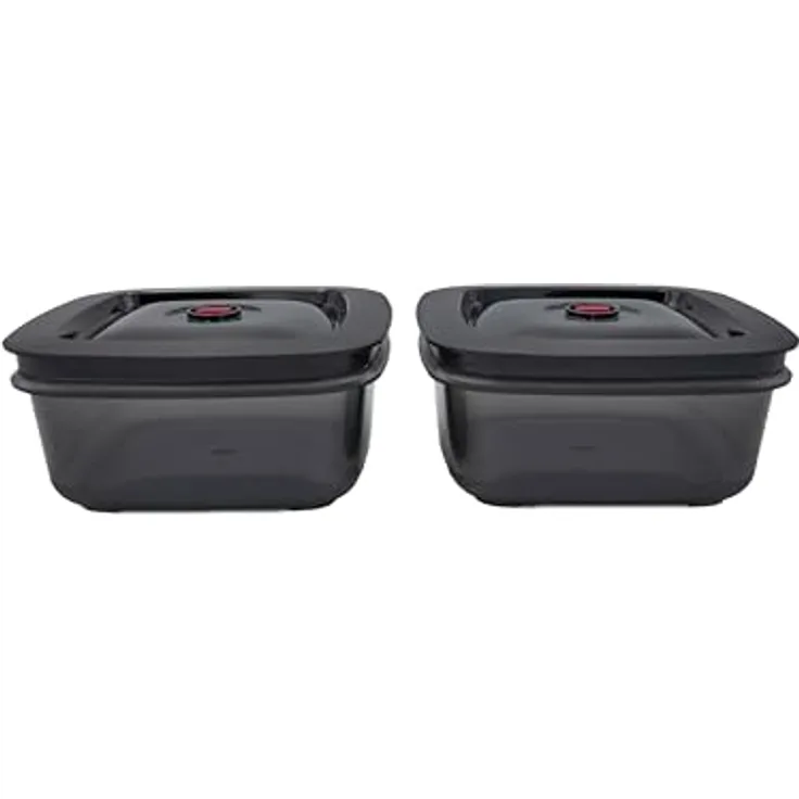 BORA Vakuumierboxen Set QVAC, 2 x 1 Liter, wiederverwendbare und luftdichte Vakuumierbehälter, transparent, für Lebensmittel