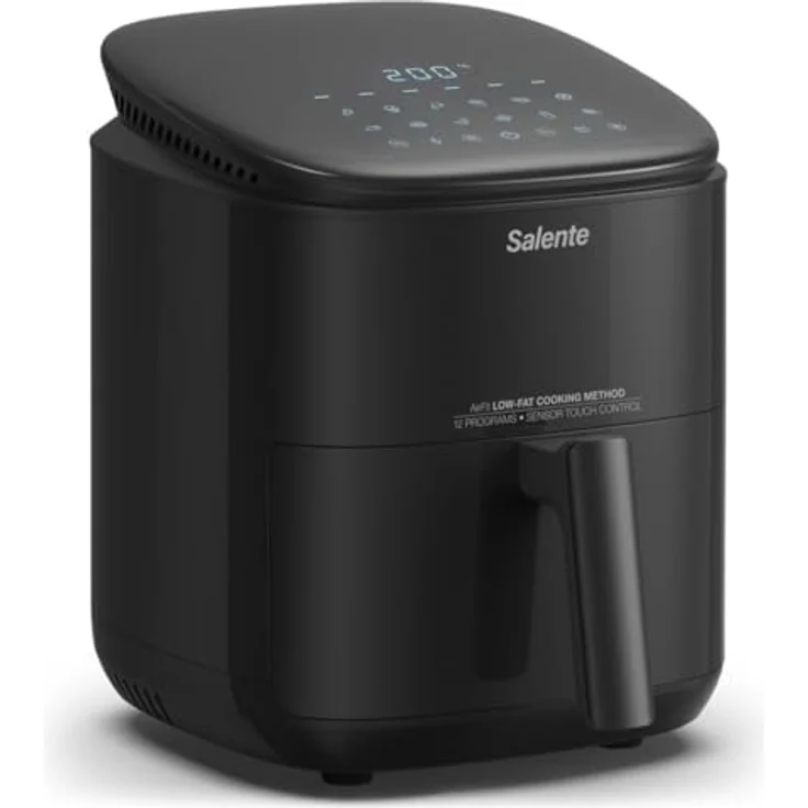 SALENTE AirFit, Heißluftfritteuse mit 12 Programmen, 3,5 L, 1500 W, 30-200 °C, antihaftbeschichtet, spülmaschinenfest (Schwarz) – Bild 1