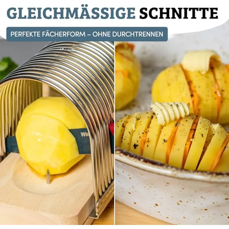 WESTMARK Fächerkartoffelschneider, Allesschneider für gleichmäßige Fächerform, geeignet für Kartoffeln bis 10 cm Länge, stabil und präzise – Bild 3