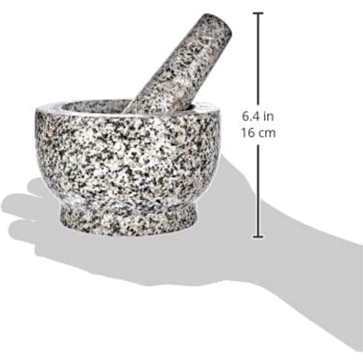 Zeller 24503 Mörser und Stößel-Set, Granit, grau, ca. 13 x 13 x 8 cm – Bild 5