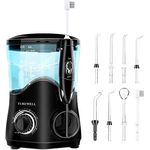 TUREWELL Elektrische Munddusche, Profi-Munddusche mit 10 einstellbaren Wasserdruckwerten, 600ml Fassungsvermögen und 8 multifunktionalen Düsenspitzen (Schwarz)