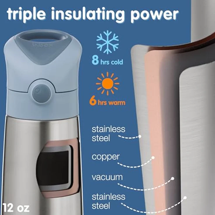 b.box Isolierte Edelstahl-Trinkflasche (Doppelwandig) | Hält Getränke bis zu 8 h Kalt & 6 h Warm | Thermosflasche 350 ml – Bild 4