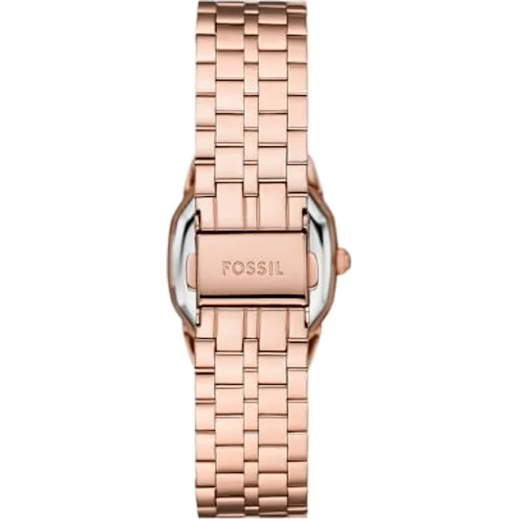 Fossil Damen Analog Quarz Uhr mit Edelstahl Armband ES5386, rechteckiges Gehäuse, roségoldfarben – Bild 2