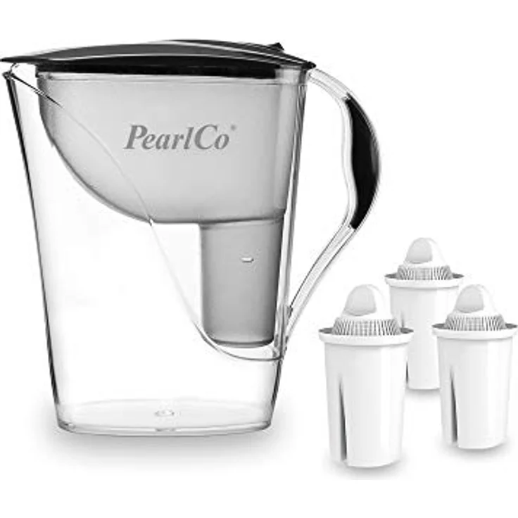 Fashion-Wasserfilter PearlCo (anthrazit) mit 3 Classic Filterkartuschen - Reduzierung von Kalk, Chlor, Blei & Kupfer - kompatibel zu Brita Classic - Made in EU – Bild 1