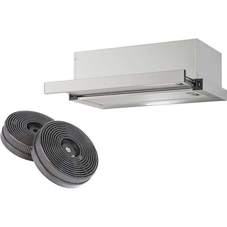 Yuna ALVA FS60B inklusive Kohlefilter | Unterbauhaube | Breite 60 cm | Luftstrom 358 m³/h | Edelstahlblende | LED-Beleuchtung | Dunstabzugshaube | Umluft & Abluft geeignet | 30,4 kWh/Jahr | 64 dBA – Bild 1