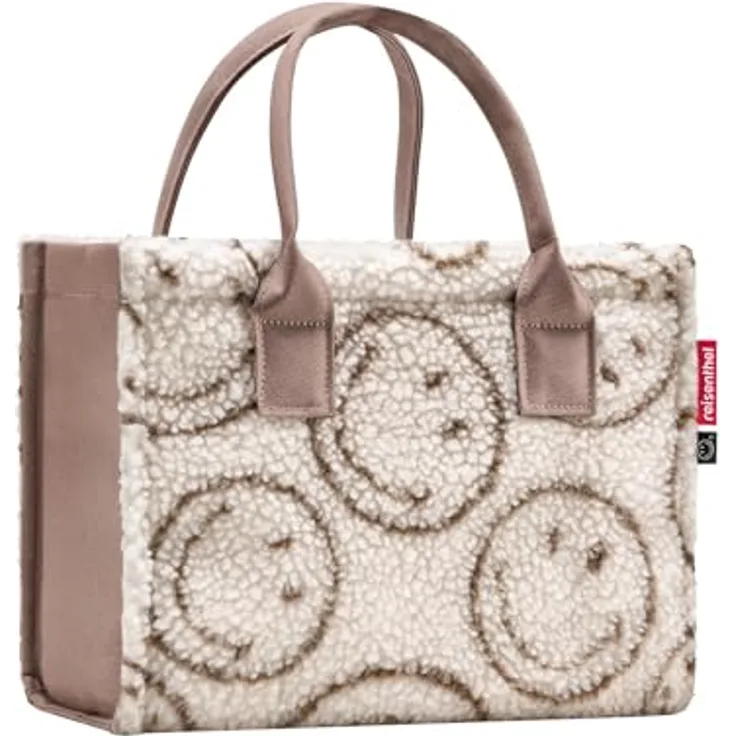 REISENTHEL® Shopper daily shopper XS, minimalistischer Crossbody Shopper aus flauschigem Teddy-Stoff, Farbe smiley teddy chocolate, 4 L Volumen