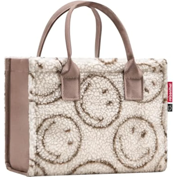 REISENTHEL® Shopper daily shopper XS, minimalistischer Crossbody Shopper aus flauschigem Teddy-Stoff, Farbe smiley teddy chocolate, 4 L Volumen – Bild 1