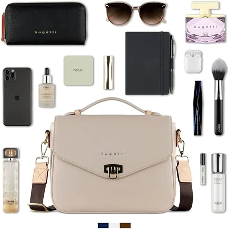 Bugatti Bodybag Ella Classic Bag, Crossbody Bag aus hochwertigem Kunstleder in Nude, 25 x 11 x 20 cm – Bild 6