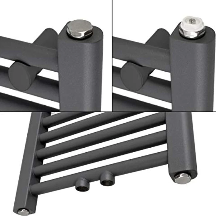 LuxeBath Badheizkörper 600x1500 mm Anthrazit, gerade mit Mittelanschluss und hoher Wärmeleistung – Bild 3