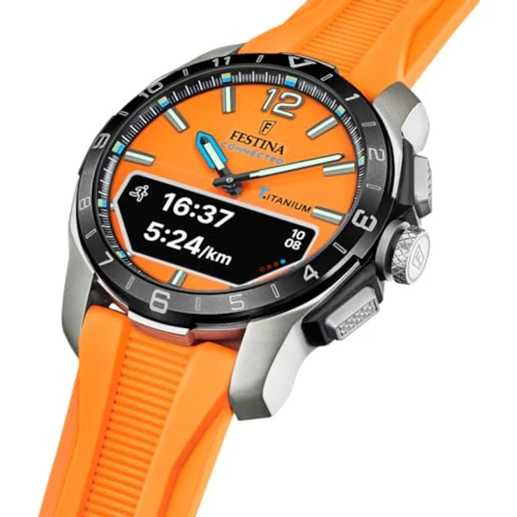 Festina Herrenuhr F23000/7 Connected D Titan silberfarben orange Kautschukarmband – Bild 3