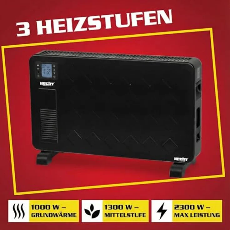 HECHT Elektroheizung, stromsparendes Heizgerät mit 3 Leistungsstufen, Fernbedienung und Thermostat, für Wohlfühltemperaturen von 5 °C bis 37 °C – Bild 3