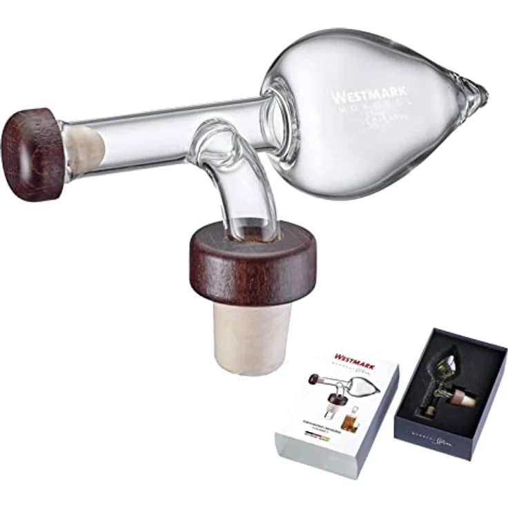 Westmark Portionierer, Fassungsvermögen: 35 ml, Für Spirituosen, Essig oder Öl, Luftdicht, Glas/Kunststoff/Holz, Gourmet, Transparent/Braun, 99033380 – Bild 2
