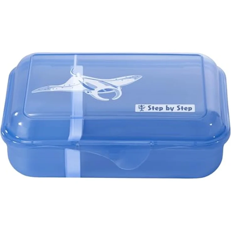 Step by Step Lunchbox „Manta Rio“, blaue Brotdose mit Trennwand und Klickverschluss, spülmaschinenfest, BPA-frei, 0,9 Liter für Schule und Kindergarten – Bild 1