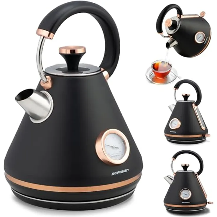 Berdsen BD-701 Wasserkocher, 2200 Watt, 1,7 Liter, Trockengehschutz, schwarz