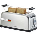 Sommertal Toaster ST1500 XXL, Langschlitztoaster mit Brötchenaufsatz, Display und Timer, Retro Design Edelstahl 1500W