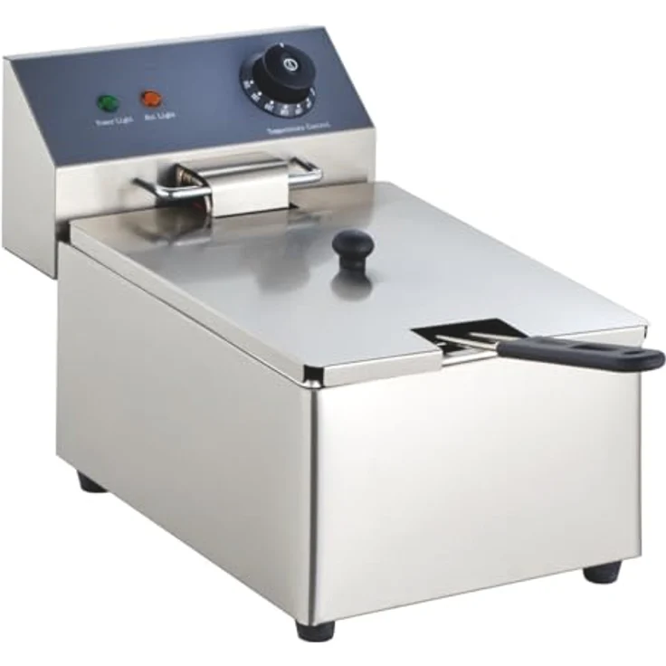 GastroHero Elektro Fritteuse EF-ECO6, Edelstahl-Fritteuse mit 6 Litern Fassungsvermögen, Thermostat und Überhitzungsschutz, kompakt für Gastronomie – Bild 1