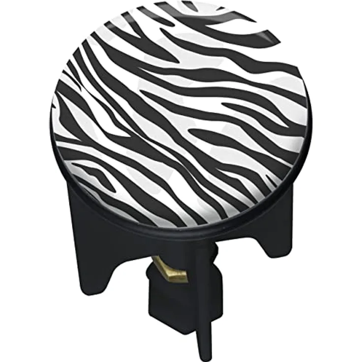 WENKO Abflussstopfen Pluggy® Wild, höhenverstellbarer Waschbeckenstöpsel für alle handelsüblichen Waschbecken, aus Messing und Kunststoff gefertigt, Ø 3,9 x 6,5 cm, Zebra-Design, Weiß/Schwarz