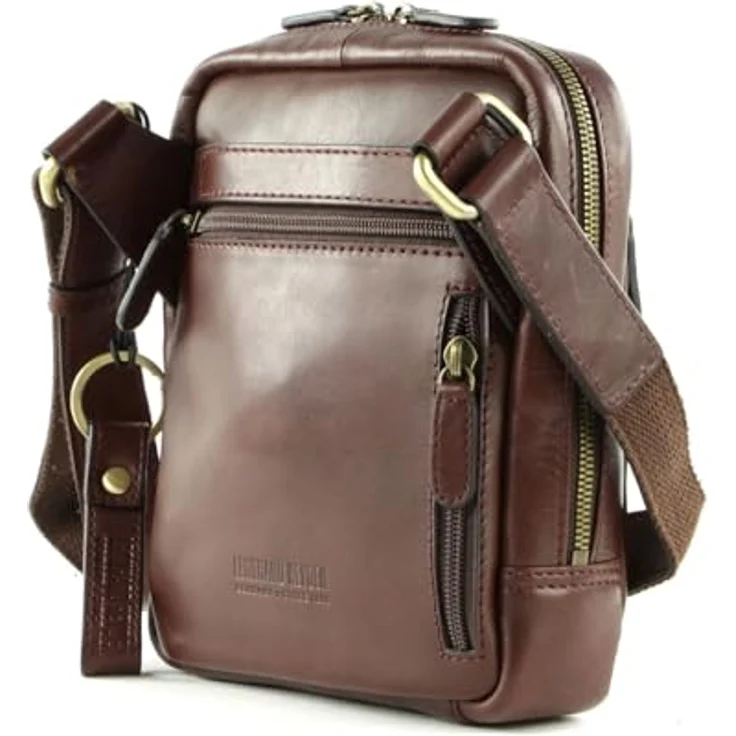 Leonhard Heyden Cambridge Umhängetasche aus 100% Leder, rotbraun, 18 cm x 6 cm x 21 cm – Bild 4