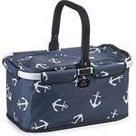 Genius Einkaufskorb Falko Premium, 22 L Tragekorb aus strapazierfähigem Polyester mit Reißverschluss und faltbarem Alu-Rahmen für Picknick und Camping