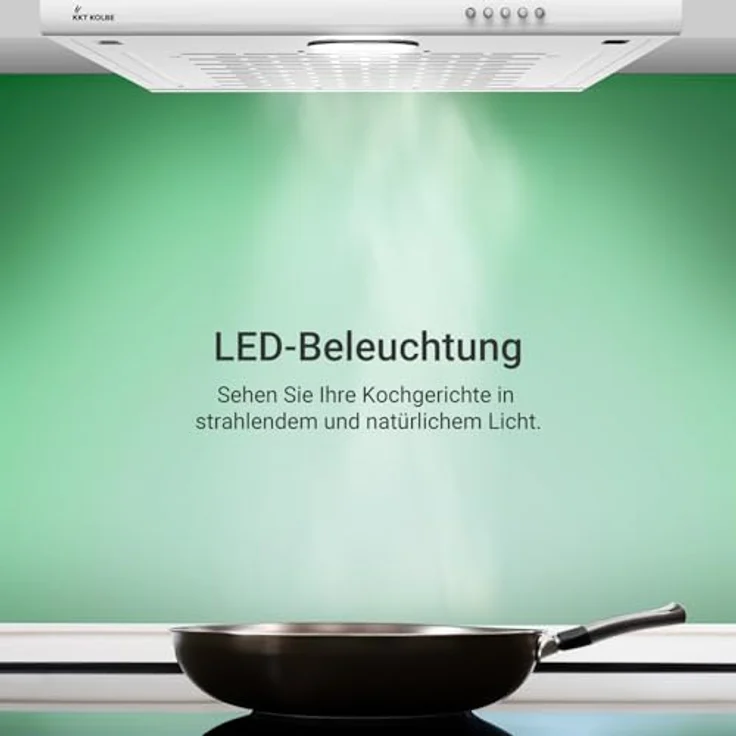 KKT KOLBE Dunstabzugshaube 60 cm | Unterbauhaube | Druckknopf Bedienung | LED-Beleuchtung | Abluft Umluft | 3 Leistungsstufen | Weiß | UBH600W – Bild 3